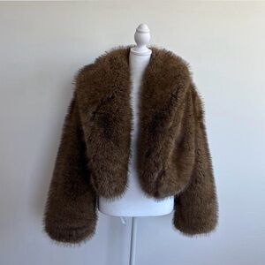 Fashion Nova Plush Brown Teddy Jacket